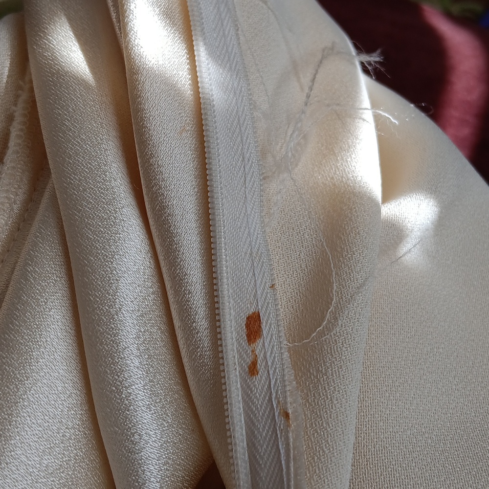 Vintage Cream Satin Pullover Hooded Sweatshirt.Size L - Picture 12 of 14